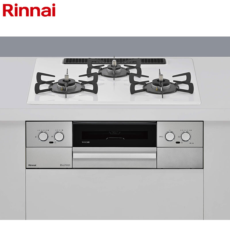 ビルトインガスコンロ マイトーン[60cm][乾電池][プレミアムガラスコート:ミストホワイト][前面パネル:シルバー][ごとく:ホーロー][ココットプレート付属]