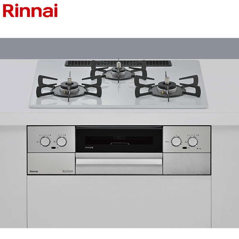 ビルトインガスコンロ マイトーン[60cm][乾電池][プレミアムガラスコート:フラットグレー][前面パネル:シルバー][ごとく:ホーロー][ココットプレート付属][焼き網付属]