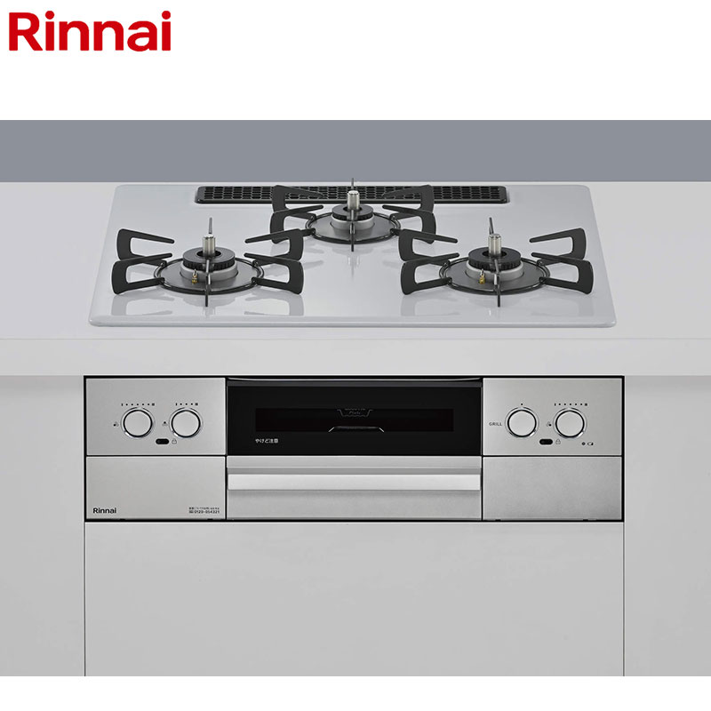 ビルトインガスコンロ マイトーン[60cm][乾電池][プレミアムガラスコート:フラットグレー][前面パネル:シルバー][ごとく:ホーロー][ココットプレート付属]