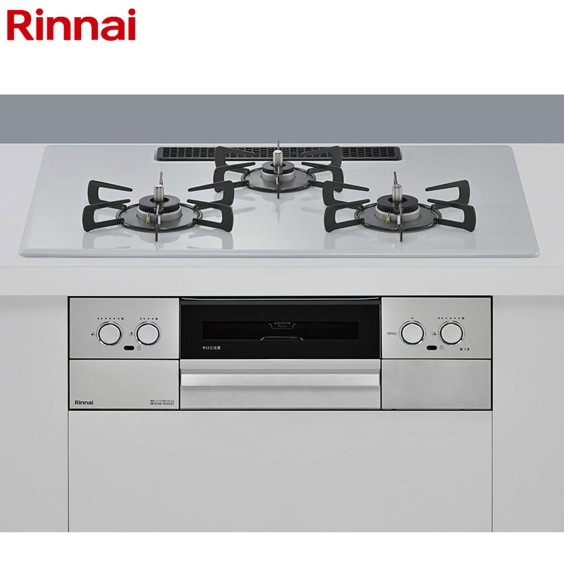 ビルトインガスコンロ マイトーン[75cm][乾電池][プレミアムガラスコート:フラットグレー][前面パネル:シルバー][ごとく:ホーロー][ココットプレート付属][焼き網付属]