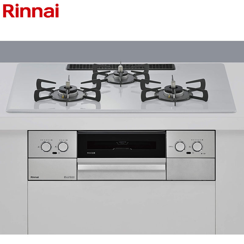 ビルトインガスコンロ マイトーン[75cm][乾電池][プレミアムガラスコート:フラットグレー][前面パネル:シルバー][ごとく:ホーロー][ココットプレート付属]