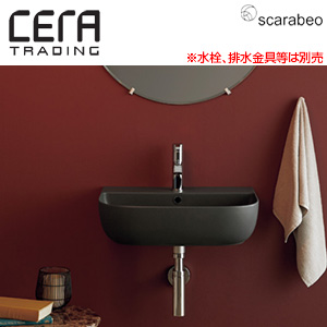 洗面器単品[スカラべオ社][グラム][ベッセル式][壁掛式][角形][550×420][水栓取付穴径:φ35][中央1ヶ所][マットブラック]