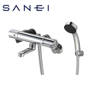 浴室用蛇口[壁][洗い場専用][サーモスタット付シャワーバス混合水栓][スパウト80mm][一般地]