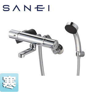 浴室用蛇口[壁][洗い場専用][サーモスタット付シャワーバス混合水栓][スパウト80mm][寒冷地]