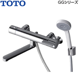 【SALE】浴室用蛇口 GGシリーズ[壁][浴槽・洗い場兼用][サーモスタット付シャワーバス混合水栓][コンフォートウエーブシャワー(樹脂)][スパウト170mm][一般地]▲