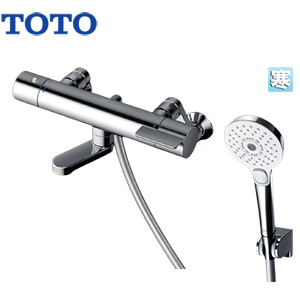 浴室用蛇口 GGシリーズ[壁][洗い場専用][サーモスタット付シャワーバス混合水栓][コンフォートウエーブ3モードシャワー(めっき)][スパウト70mm][寒冷地]