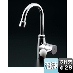 洗面用蛇口[台][単水栓][13mm][φ28][立水栓][スワンネック][泡沫][節水こま][首長109mm][一般地]