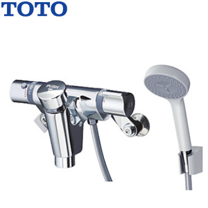 浴室用蛇口[壁][洗い場専用][パブリック][サーモスタット混合水栓][自閉式][吐水側オートストップ][コンフォートウエーブシャワー(樹脂)][一般地]