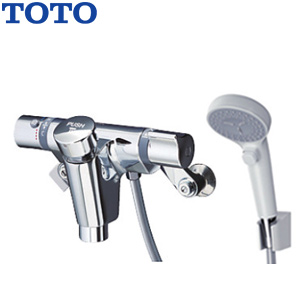 浴室用蛇口[壁][洗い場専用][パブリック][サーモスタット混合水栓][自閉式][吐水側オートストップ][コンフォートウエーブクリックシャワー(樹脂)][一般地]