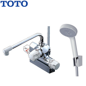 浴室用蛇口[台][浴槽・洗い場兼用][サーモスタット付シャワーバス混合水栓][定量止水][コンフォートウエーブシャワー(樹脂)][スパウト260mm][湯水芯120mm][一般地]