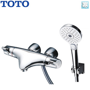 浴室用蛇口 ニューウエーブシリーズ[壁][洗い場専用][サーモスタット付シャワーバス混合水栓][コンフォートウエーブ3モードシャワー(めっき)][スパウト57mm][ストレート脚][湯水芯90mm][寒冷地]
