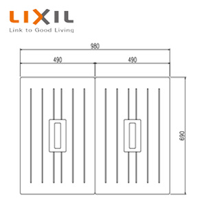 ふろふた[組みふた][2枚組][690mm×490mm][アイボリー][ポリエックBL認定品][浴槽部材]