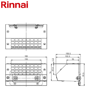 排気カバー[上方][97.5×183×108.5][RUF-SE・SEPシリーズ][RUX-SEシリーズ][給湯器部材]