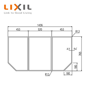ふろふた[組みふた][3枚組][765mm×453mm(2枚)][765mm×520mm(1枚)][ホワイト][グランザシリーズ用][浴槽部材]