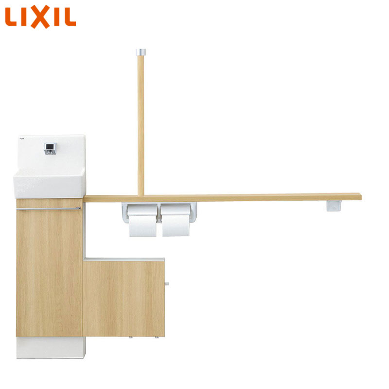 手洗キャビネット[コフレル][スリム][壁付][手すりカウンターサニタリーボックス付キャビネットタイプ][自動水栓][1200サイズ][床給水・床排水][一般地・寒冷地共用][左仕様]